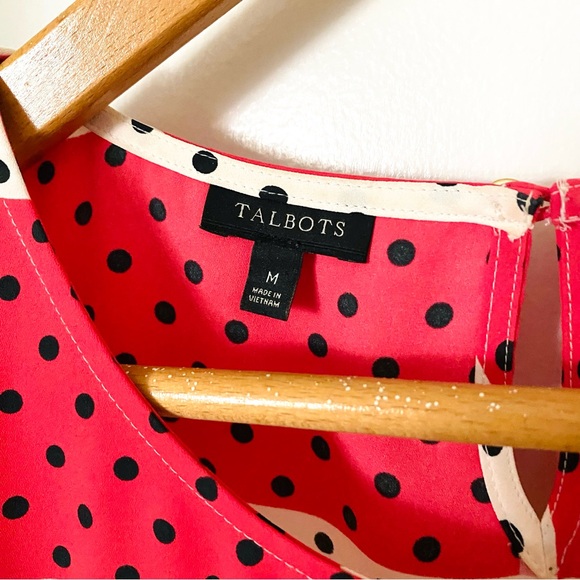 Talbots Cranberry and Cream Polka Dot Shell Size 10 EUC - Picture 3 of 10